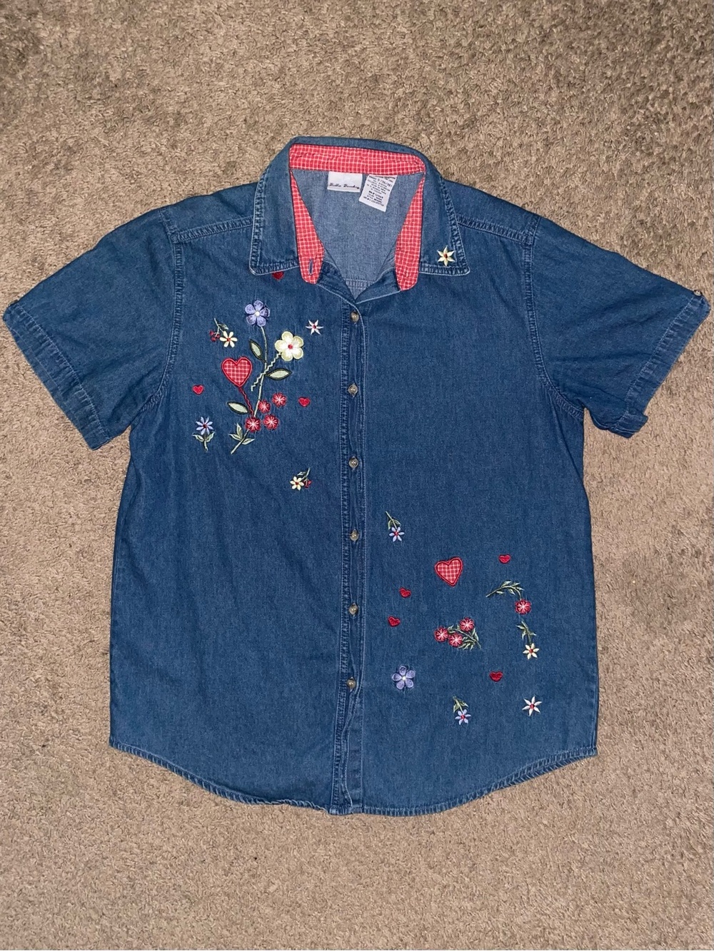 VTG 80s/90s Bobbie Brooks Women’s Embroidered Denim Button Down Shirt